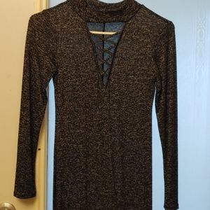 Knee length stretchy black and Grey dress size sm